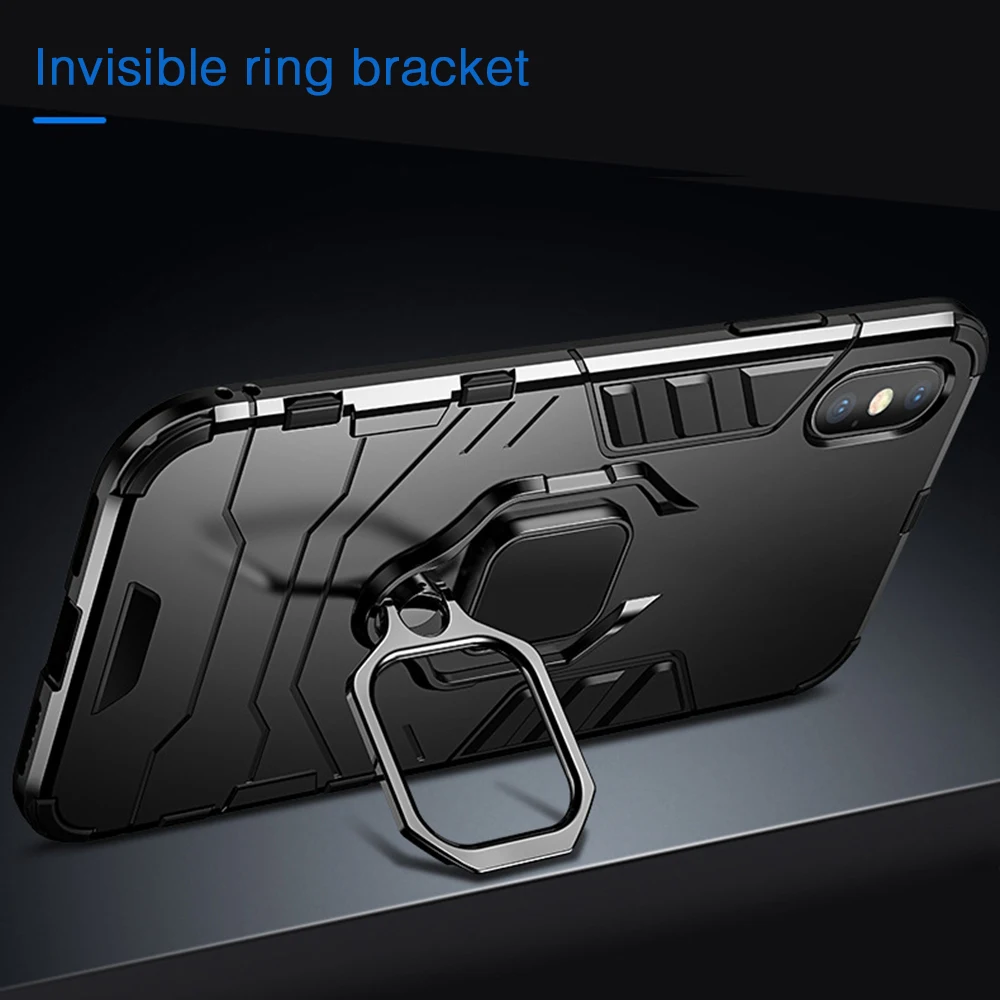 OTAO Magnetic Car Case For iPhone XS MAX XR X 8 Plus 7 6 6s Armor Shockproof 360 Finger Ring Magnet Stand Holder Cover | Мобильные