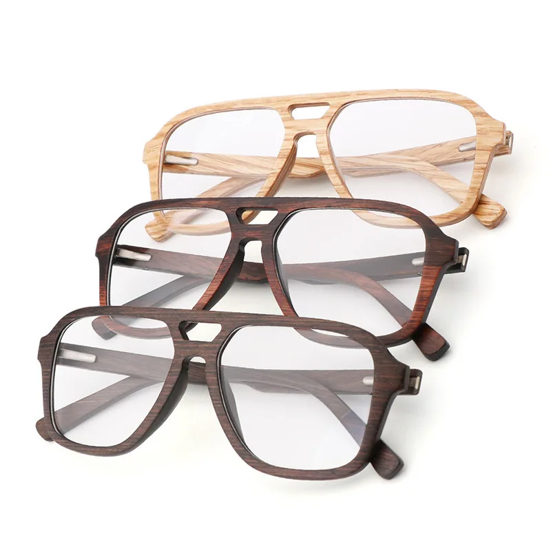 

AZB Oversized 100% Natural Wood Glasses frame eyeglasses Frames for Men Wooden Women Prescription Optical Glasses Clear Lens