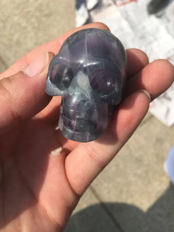

New color fluorite crystal skull decoration, crystal skull, colorful fluorite decoration, size 45 mm
