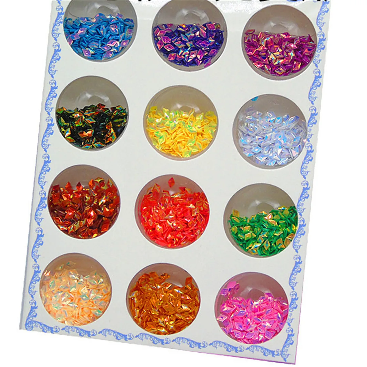 Сияющие 12 видов цветов радужные глаза блестки ромбовидное украшение для ногтей