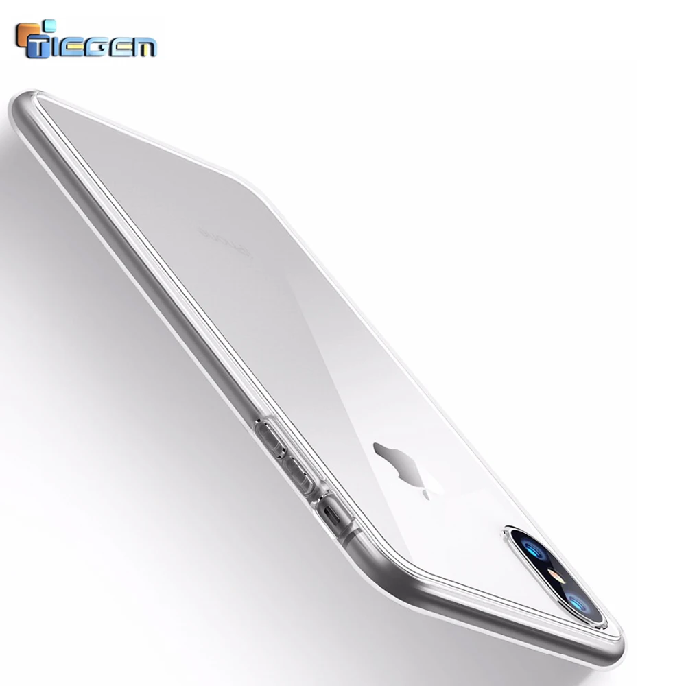 Прозрачный силиконовый мягкий чехол Tiegem из ТПУ для iPhone X XS 6 6s Plus прозрачный