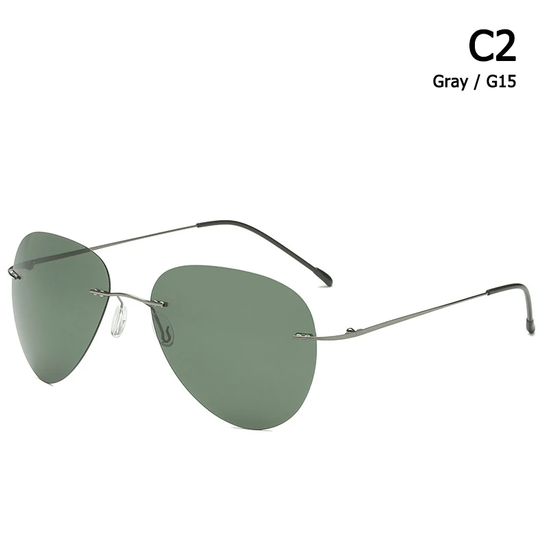 C2 Gray G15 JackJad, мужские ультралегкие очки без оправы, пилот, титан, поляризационные солнцезащитные очки, складные петли, для вождения, фирменный дизайн, солнцезащитные очки, Oculos De Sol - Цвет линз: C2 Gray G15