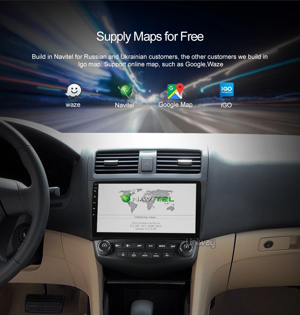 Uniway AYG1071 2G+ 3 2G android 8,1 автомобильный dvd для Honda Accord 7 2003 2004 2005 2006 2007 автомобильный Радио Видео плеер gps навигация автомобиля