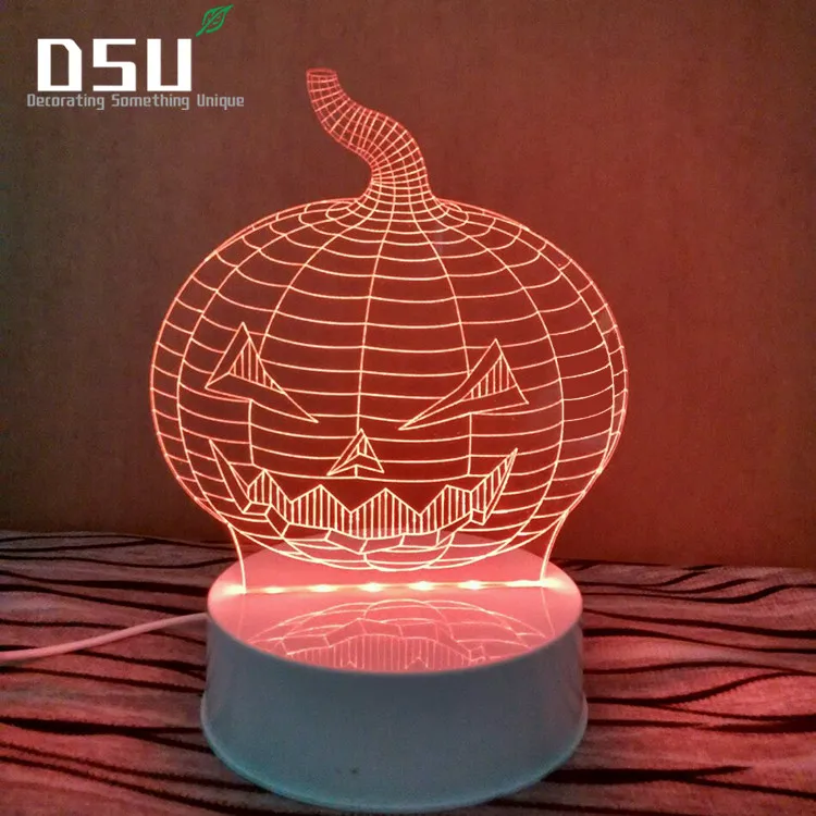 3D светодиодный Ночной светильник с оптической иллюзией тыква разноцветная лампа