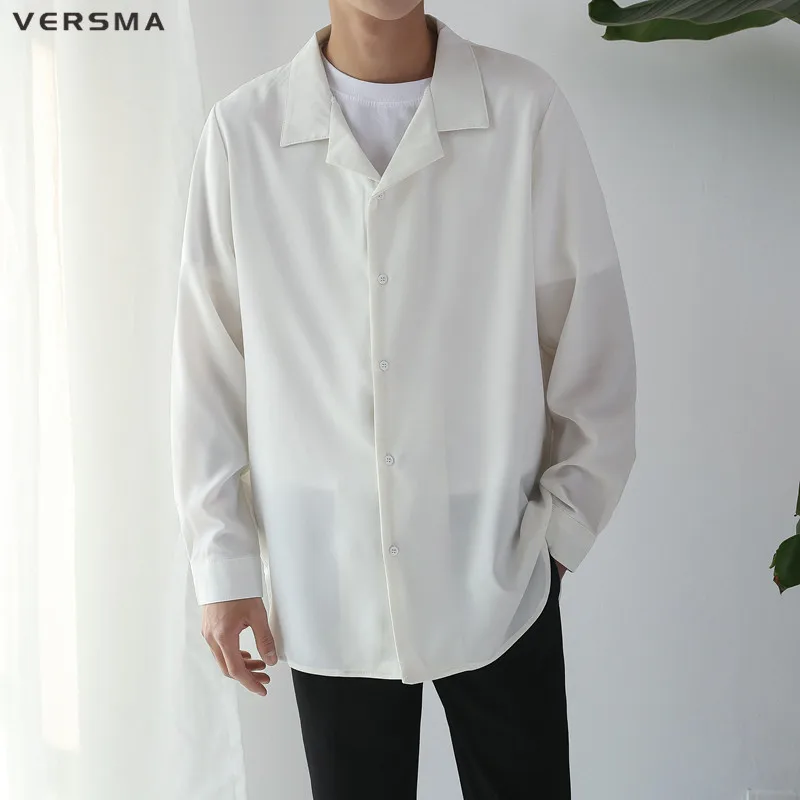 VERSMA 2018 в Корейском стиле Harajuku Ulzzang BF пижамы шифоновые рубашки для мужчин женщин
