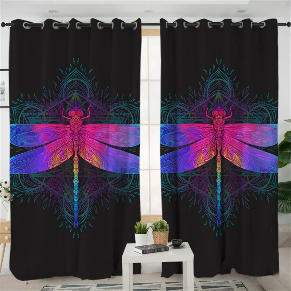 BeddingOutlet Стрекоза Мандала занавески для гостиной s Красочные спальни фиолетовые