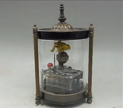 Старые медные Декоративные механические часы с резьбой Лягушка Божья коровка