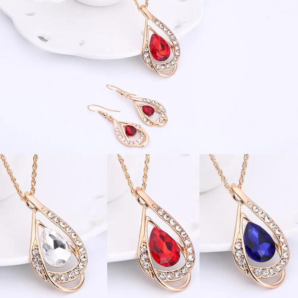 Новые роскошные комплекты одежды Vrouwen из 2 предметов Sieraden Goud Zilver Ketting Oorbellen Crystal voor