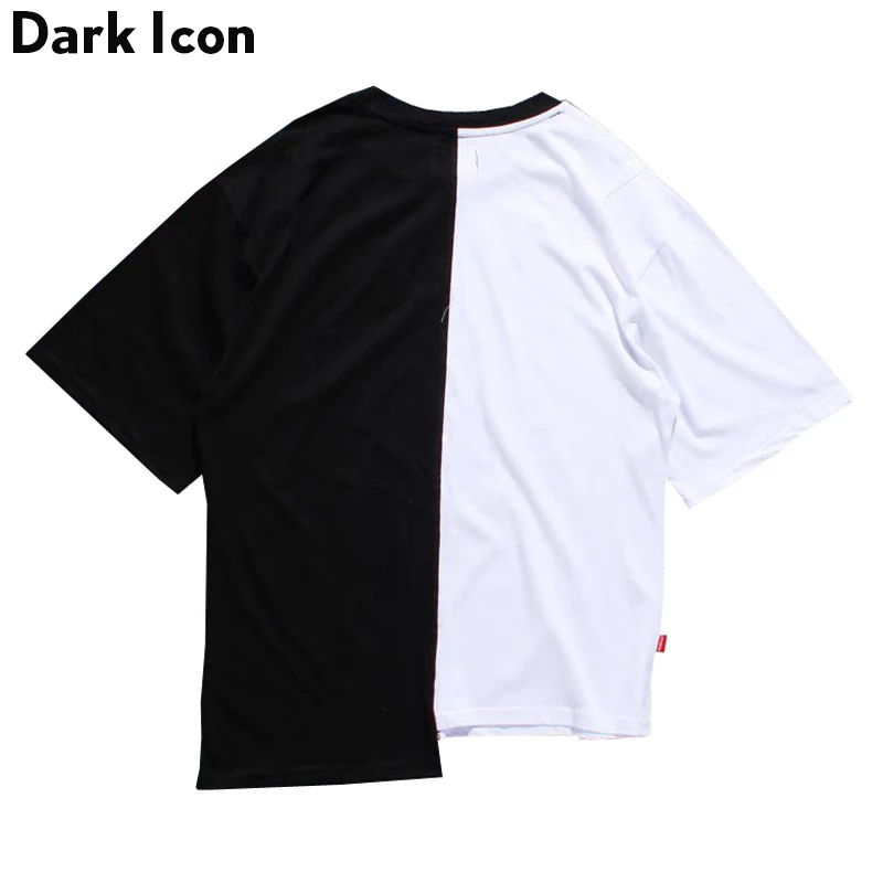 Мужская футболка в стиле хип хоп DARK ICON летняя уличная с асимметричным подолом и