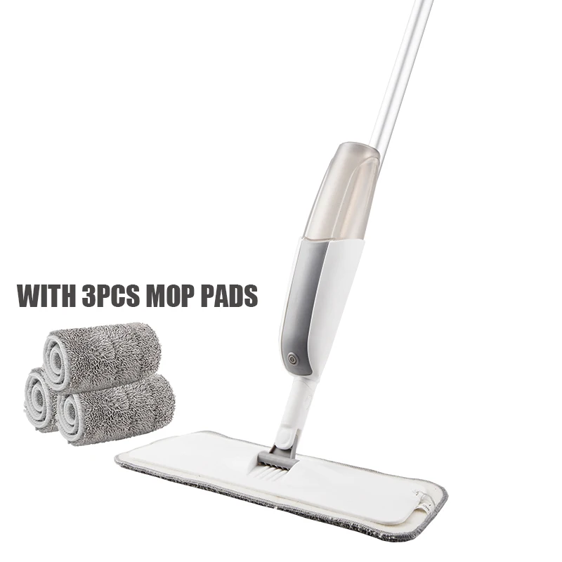 white 3 pcs Швабра с распылителем для деревянных полов, Пылезащитная швабра с микрофиброй, машинная моющаяся Подушечка для быстрого пылесоса, бутылка для воды многоразового использования - Цвет: white 3 pcs
