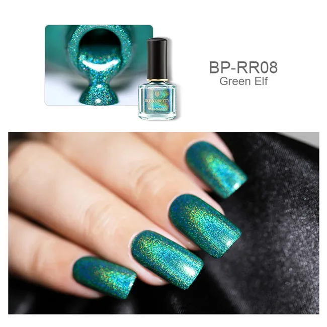 Green Elf BORN PRETTY Deluxe голографический лак для ногтей с лазерным блеском лак для ногтей 6 мл голографический Блестящий цветной лак для ногтей маникюрный лак - Цвет: Green Elf