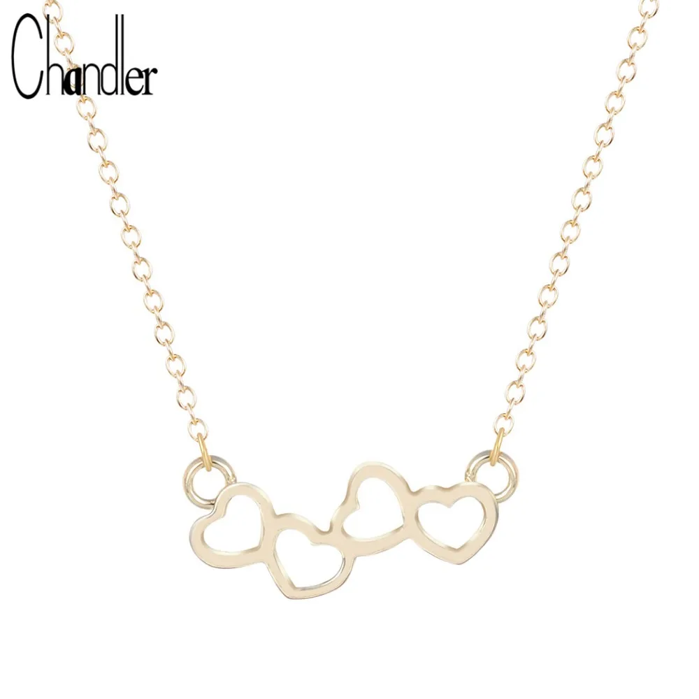 Чандлер золотое покрытие Conjoint любовь кулон ожерелье сердце для женщин массивные