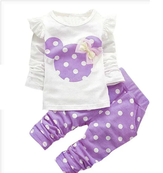 Комплекты для малышей на весну/осень детская одежда модный костюм из топа и брюк