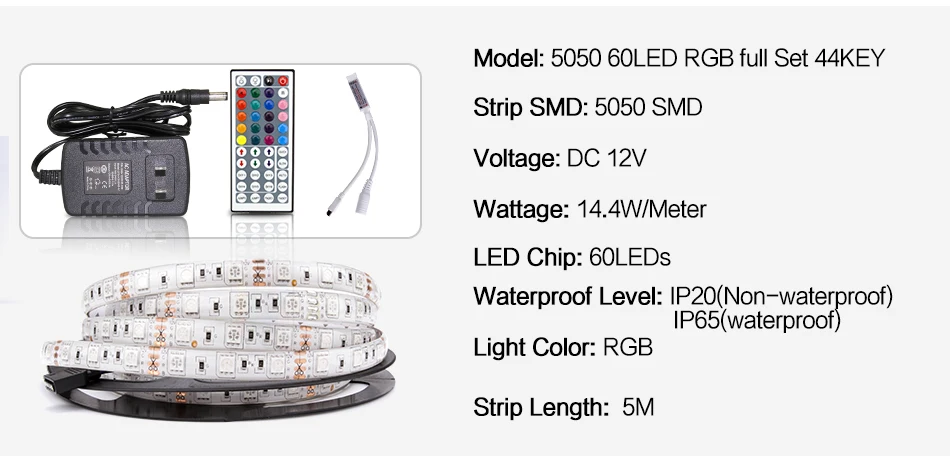 DC 12 В светодиодный светильник Гибкая Диодная лента SMD 5050 2835 1 м 2 м 3 м 4 м 5 м RGB 24Key 44Key пульт дистанционного управления водонепроницаемый светильник ing