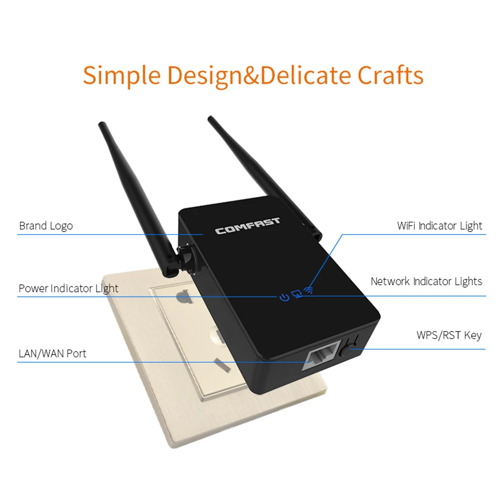 Беспроводной Wi-Fi ретранслятор COMFAST WR302S усилитель 300 Мбит/с 802.11N репитер дальнего