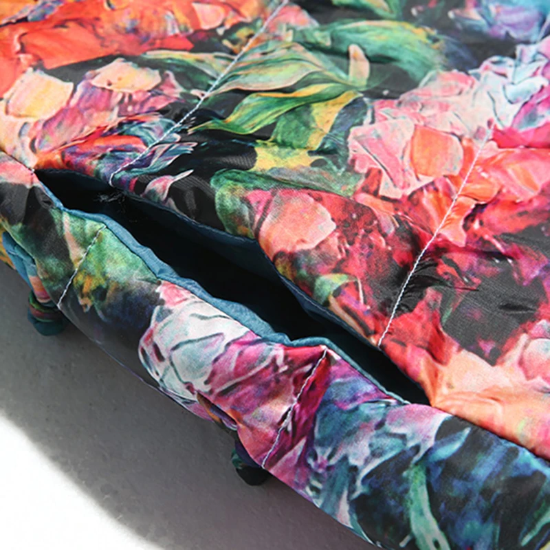 2020 Высокое качество Новый Зимний пуховик с принтом Женский Тонкий темперамент