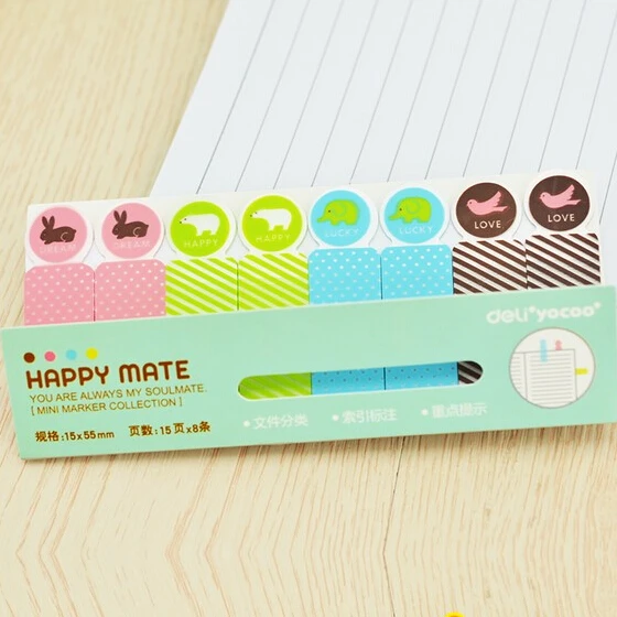 6 упаковок/партия самоклеящаяся разноцветная бумага для заметок 55*15 мм