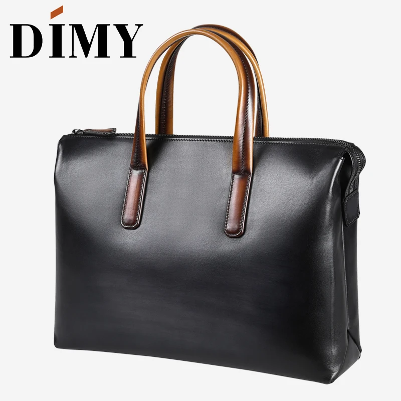 Мужской деловой портфель DIMY итальянский из натуральной кожи ручной работы в