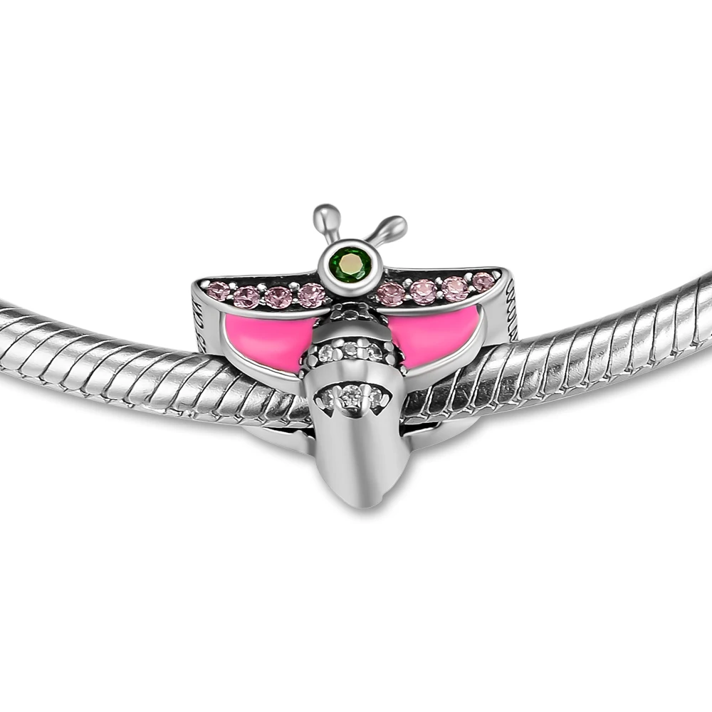

Fits for Pandora Charms Bracelets Dreamy Dragonfly Beads with Pink & Green CZ 100% 925 Sterling Silver Jewelry Free Shipping