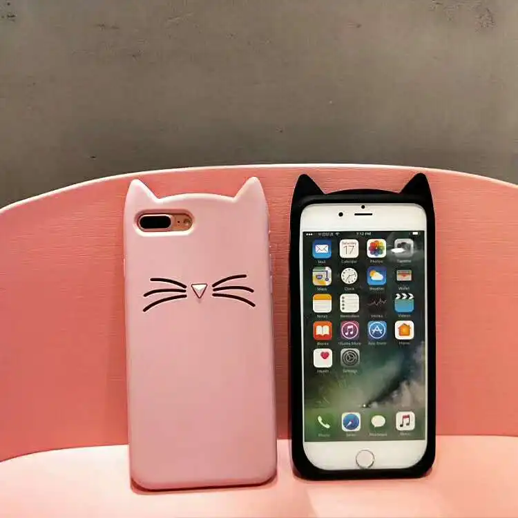 ZMASI 3D Moustache Cat Silicone Cell Case for iPhone 5 5s SE 8 7 6 6s plus Glitter Powder Soft Gel Back Funda Cover |