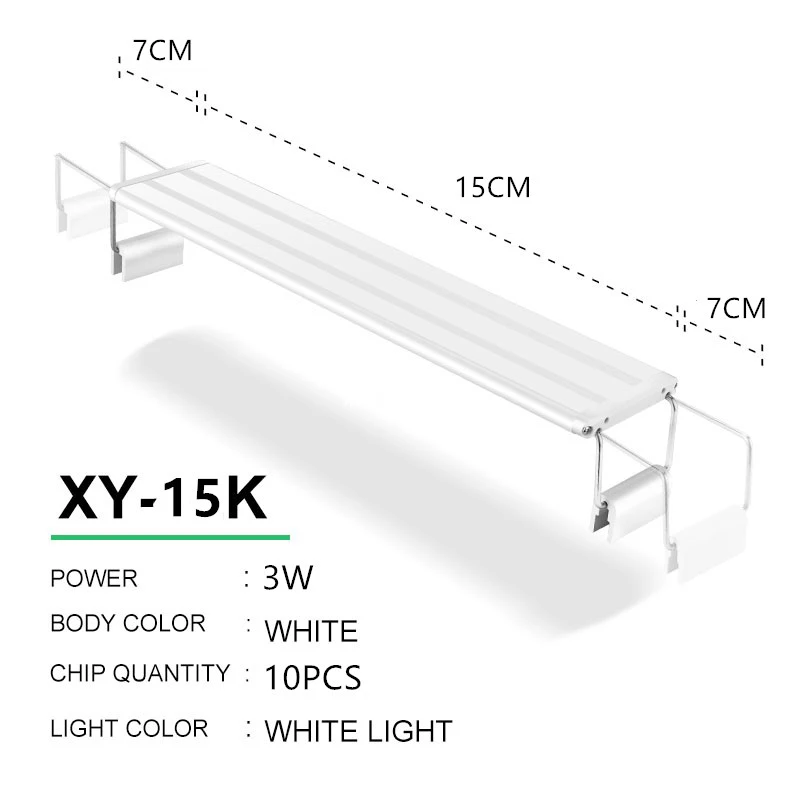 XY-15K WHITE Аквариумный светодиодный светильник ing 15-57 см 220-240 в светильник для аквариума с выдвижными кронштейнами белый и синий светодиодный s подходит для аквариума - Цвет: XY-15K WHITE