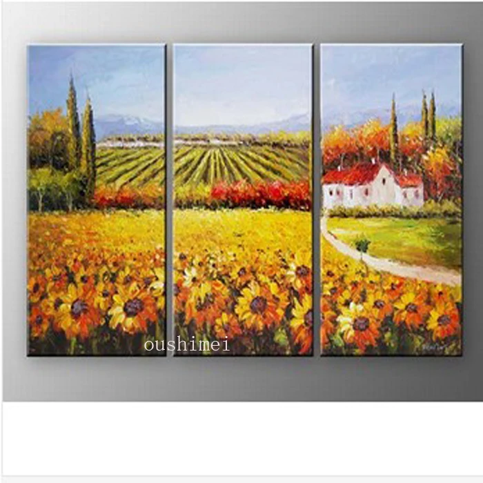 

Handmade Pictures Autumn Golden Sunflowers Landscape Oil Paintings On Canvas Wall Art Group View Countryside Painting