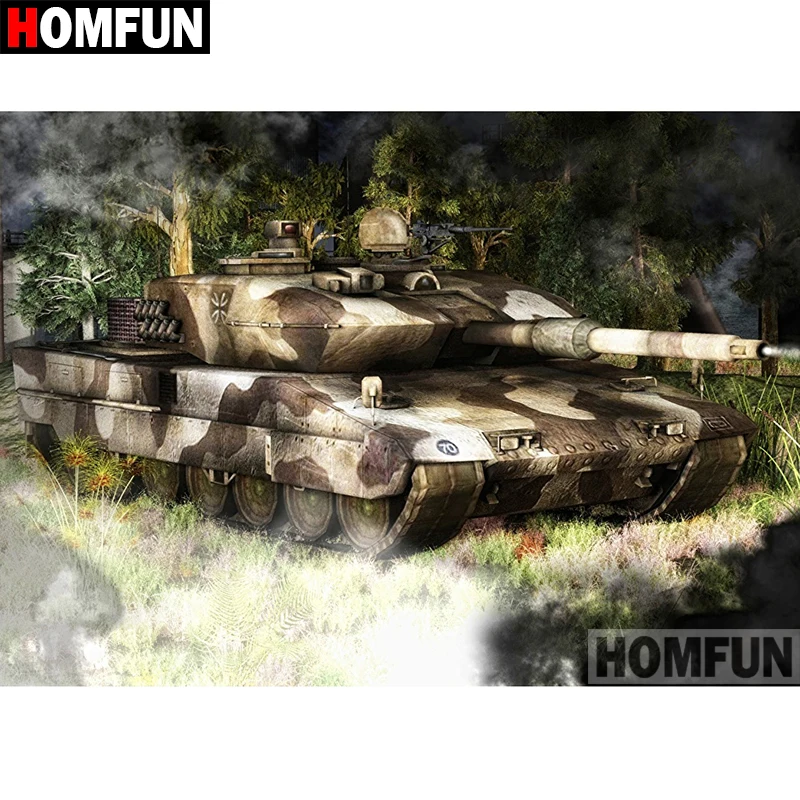 Алмазная 5D картина HOMFUN сделай сам полноразмерная/круглая вышивка танк войны