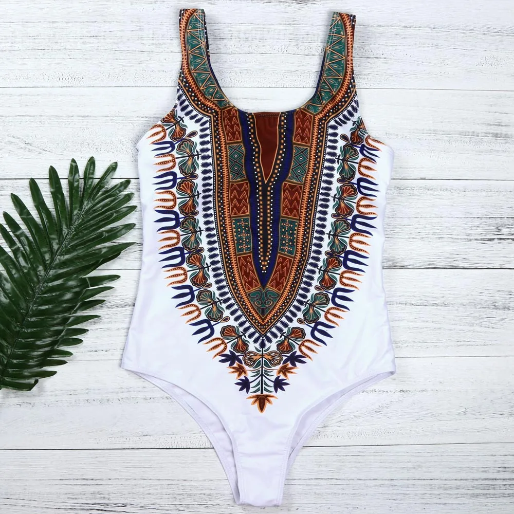 Слитный купальник для женщин с принтом в африканском стиле бюстгальтер пуш апом