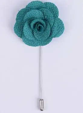 Peacock blue 1 шт. модная мужская брошь цветок жених бутоньерка ручной работы ткань Роза Свадебная вечеринка Пром человек костюм корсаж булавка брошь цветок - Цвет: Peacock blue
