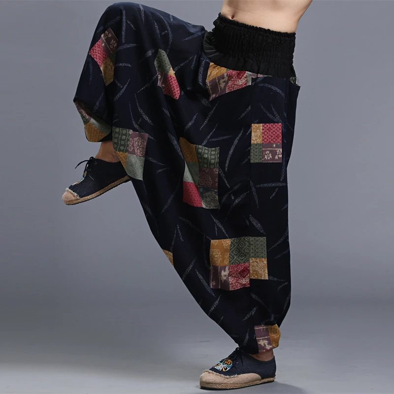 Брюки мужские в непальском стиле длинные штаны Хлопковые Штаны с промежностью