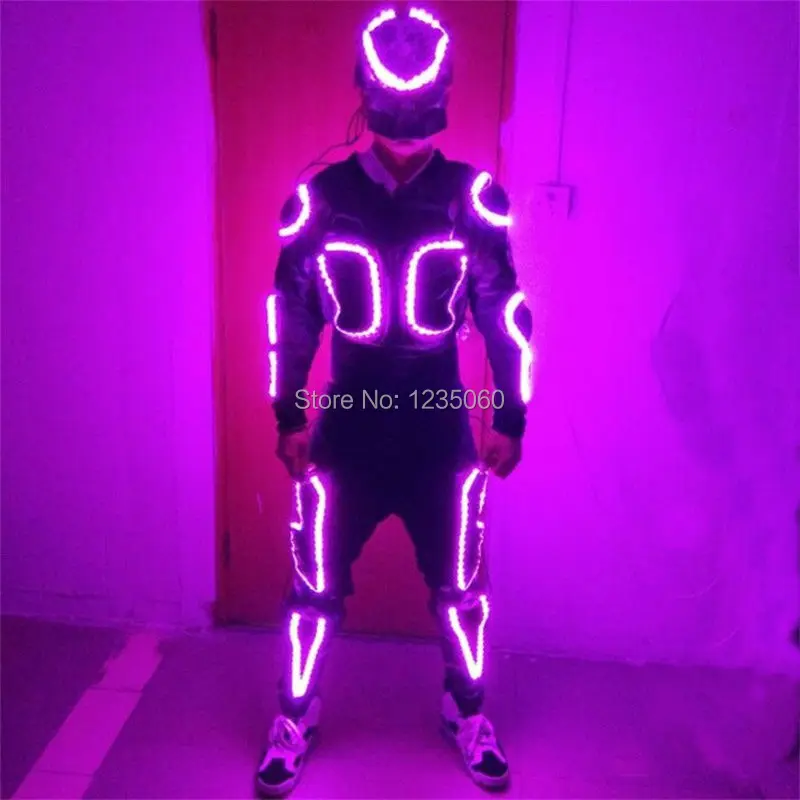 Ставить 7 Цвет светодиодный костюмы с маской для сценического шоу Танцы