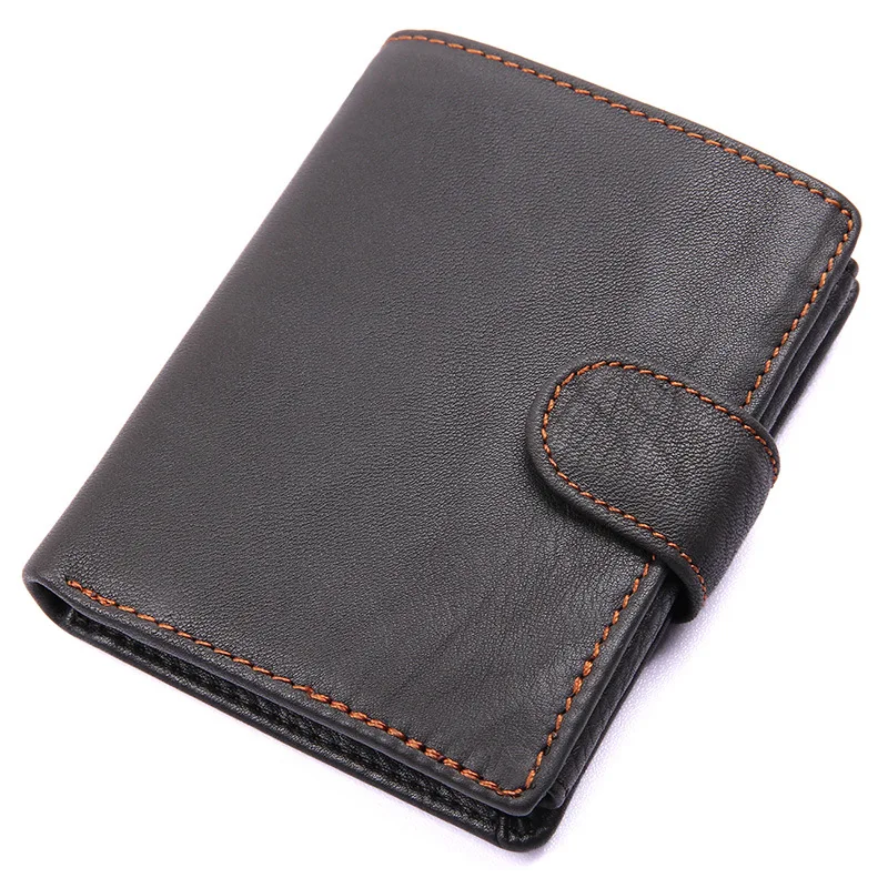 

Nesitu High Quality Black Coffee Genuine Leather Men Wallets With Coin Pocket Credit Card Holder Real Skin Men Purses #M8149