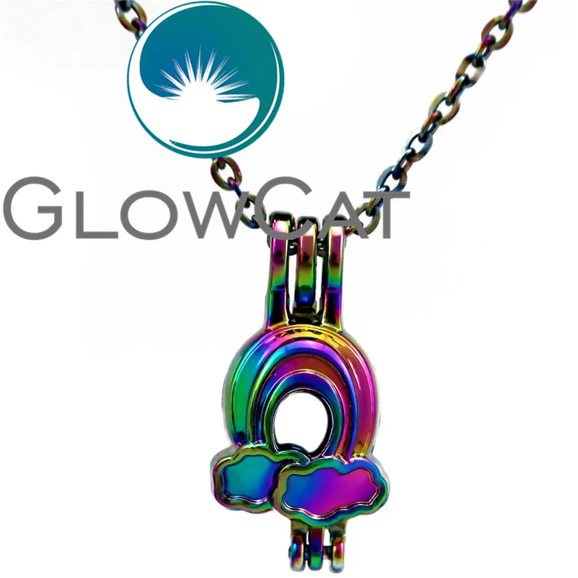 GLOWCAT CC654 разноцветные радужные бусины клетка медальон кулон диффузор для эфирных