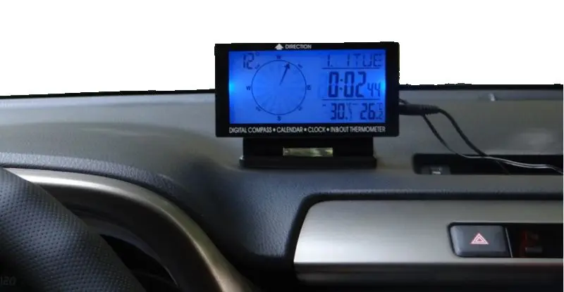 5 в 1 Автомобильный термометр с синей подсветкой и цифровым компасом|compass car|thermometer