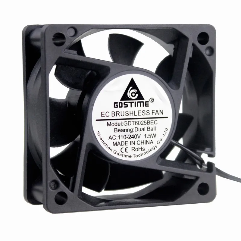 1 шт. Gdstime двойной шар 60x60x25 мм AC 110 в 120 220 240 В Бесщеточный Охлаждающий EC Вентилятор 60