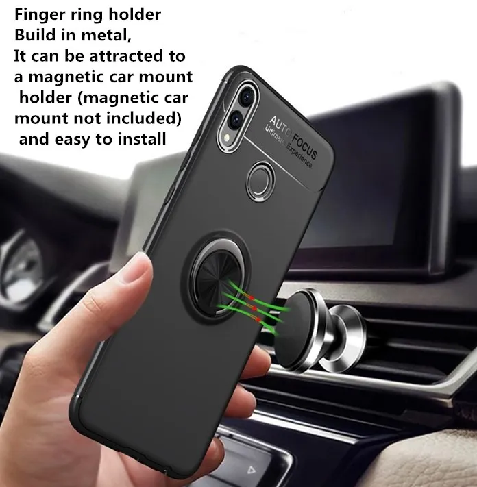 Чехол для Huawei Y7 Pro 2019 жесткий чехол с откидной ножкой и кольцом на палец y9 Enjoy 9 Plus