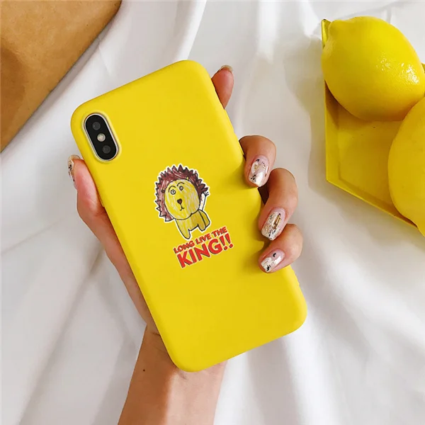 Yellow-3217 Мягкий ТПУ чехол для телефона с милым рисунком динозавра конфет для iphone 7 8 Plus 5 5S 6 6S 7Plus X XR XS MAX The Lion King - Цвет: Yellow-3217
