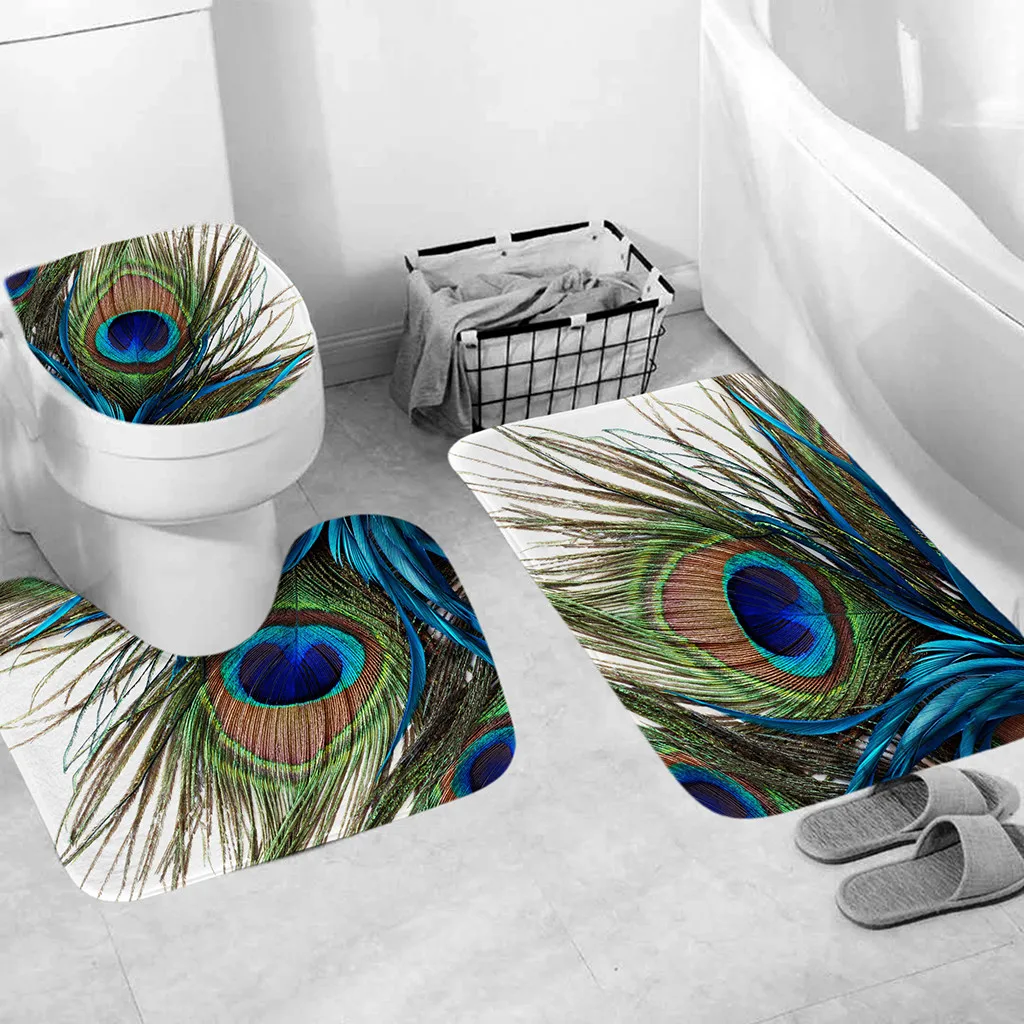 Personality creative colorful toilet three-piece seat bathroom kitchen absorbent comfortable carpet mat H0520 | Дом и сад