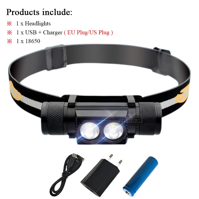902 headlight B LED Headlamp mini USB Charging Headlight Super bright L2 Head Torch Camping Fishing head lamp waterproof 18650 Lantern hunting - Испускаемый цвет: 902 headlight B