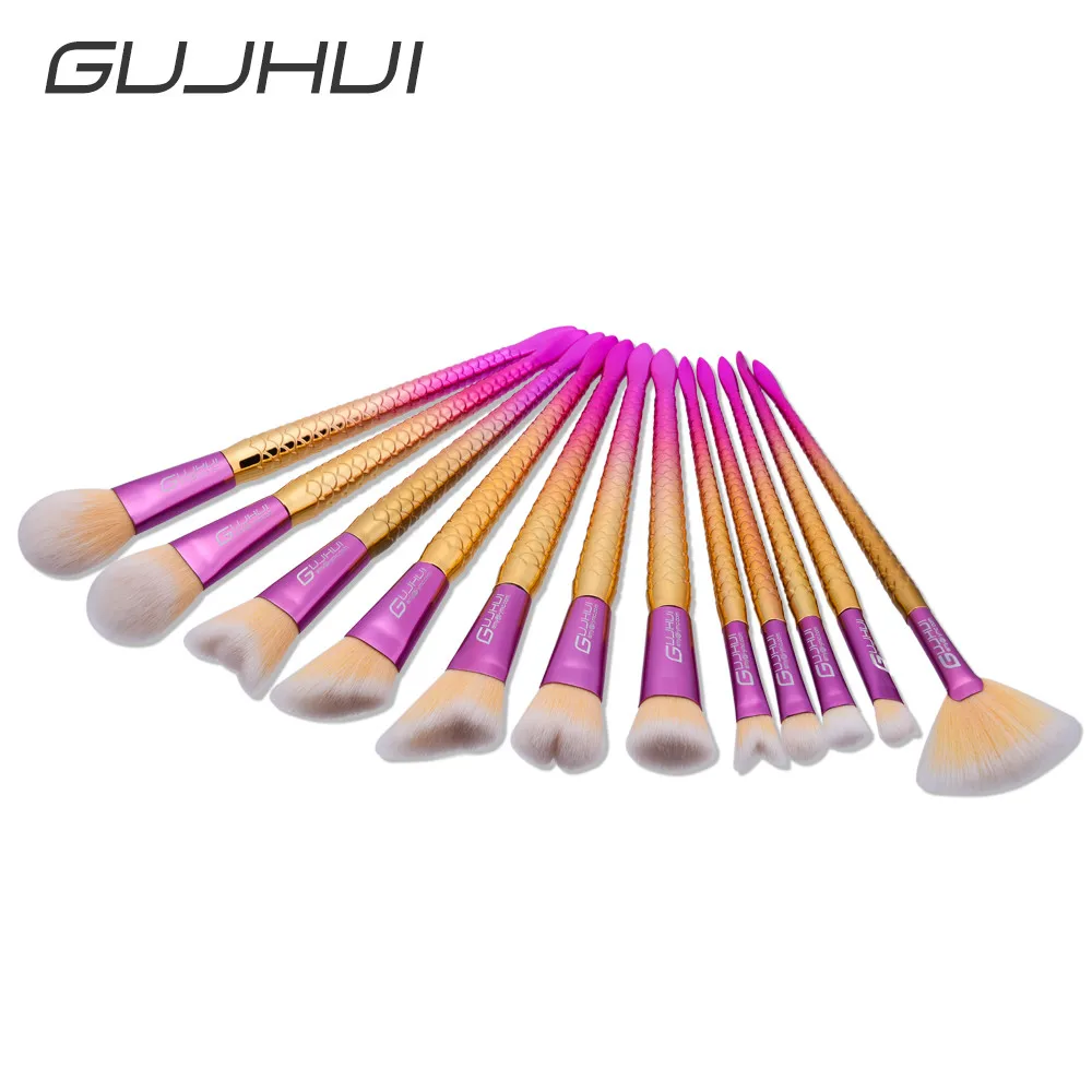 Новые 12 шт. Профессиональные кисти для макияжа Набор натуральных волос пудра