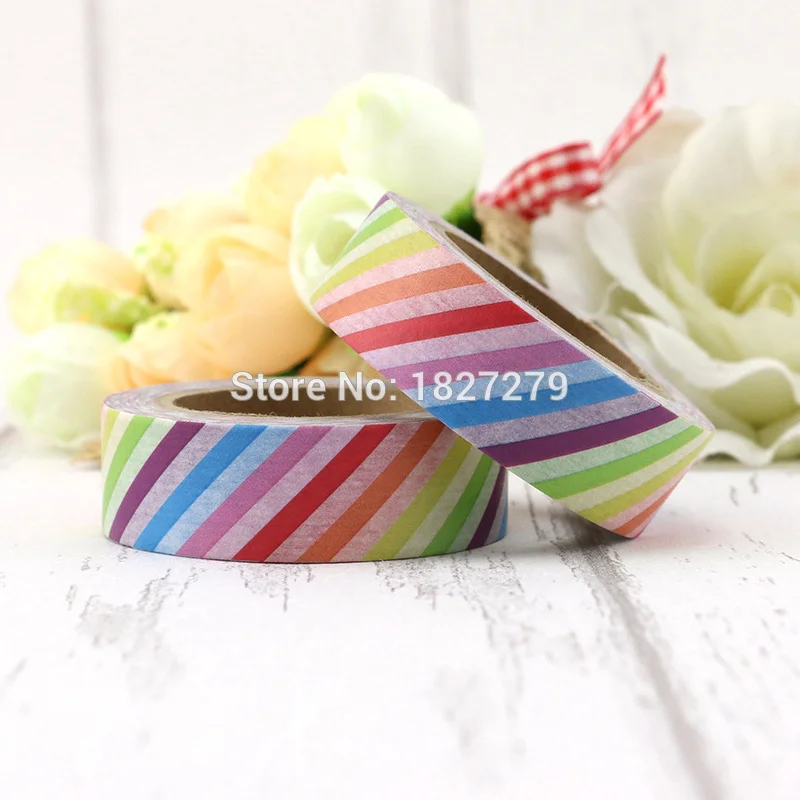 1pcs Rainbow Colorful Stripes Washi Tape Decorative Tape Papelaria Label Masking Sticker Tape
