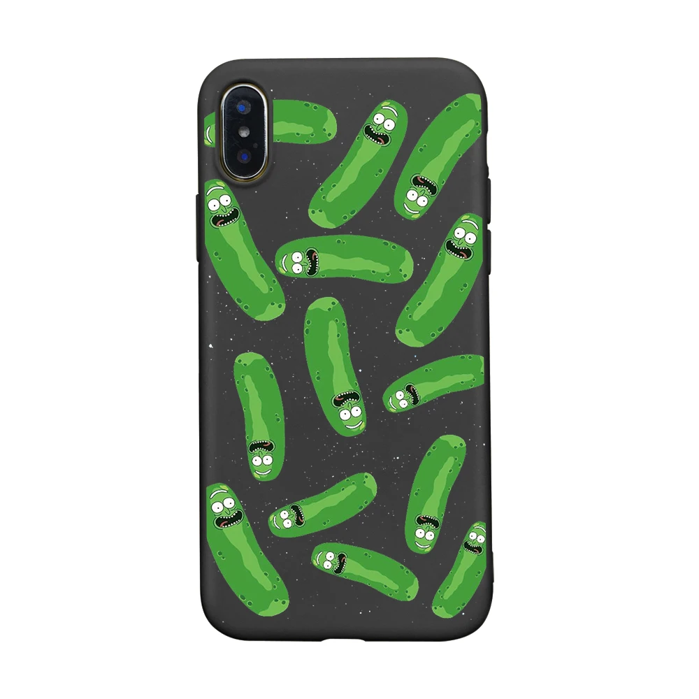 Милый чехол для телефона Rick marty Pickle для iphone 8, 7, 6, 6s Plus, 5S, SE, разноцветный мягкий чехол для телефона из ТПУ для iphone X, XS, XSMAX, XR, чехол - Цвет: black-4569