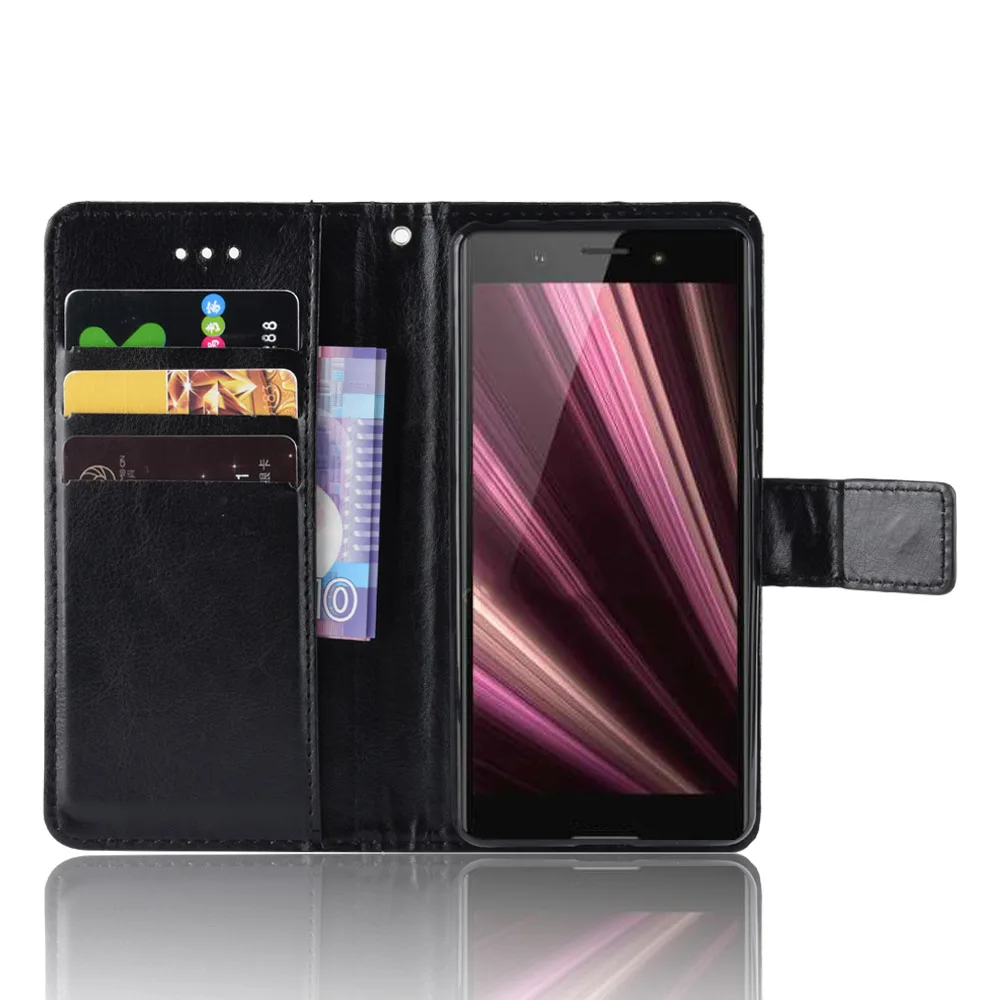 Чехол-бумажник из искусственной кожи для Xperia L3 с подставкой и отделениями