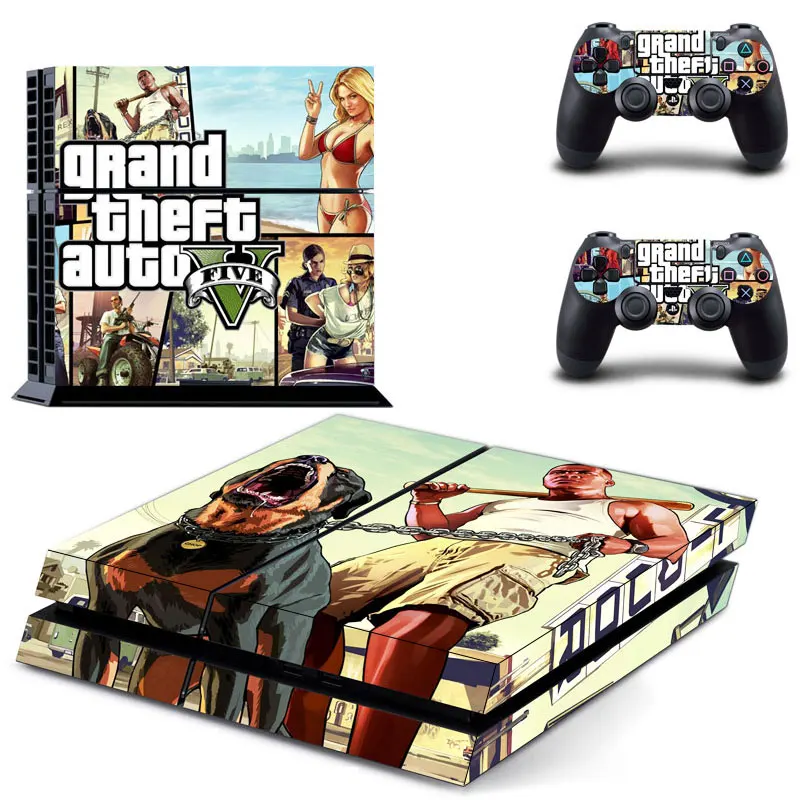 Grand Theft Auto V GTA 5 PS4 Наклейка для консоли Sony PlayStation 4 и 2 контроллера наклейка