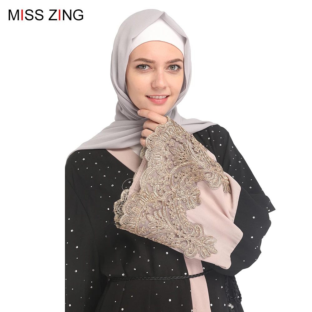 Новое платье Miss Zing с вышивкой мусульманской Абайи сетчатый кардиган туника