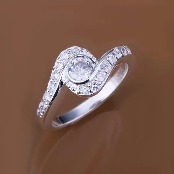 R144 Wholesale Fashion silver plated jewelry jewellery finger ring handmade twist lady gift classic hot women cz hand in | Украшения и