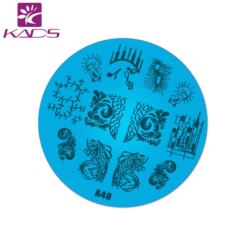 KADS A48 Пляж Стиль Ногтей Штамп Рыбы и Музыка Штамповки Плиты Штамповка Nail Art