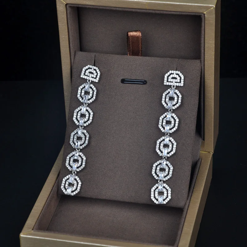 Be 8 Classic Crystal Dangle Octagon Shaped Earrings Long Statement Earring for Women Birthday Gift E531