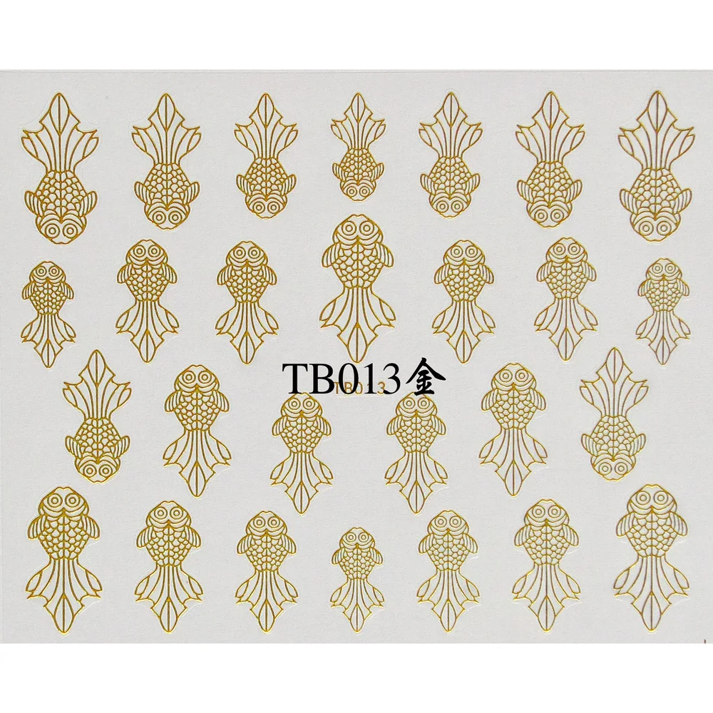 

1X SELF ADHESIVE GOLD SILVER 3D NAIL ART METAL STICKER DECAL SLIDER TATTOO FLOWER GOLDEN FISH VINTAGE ROCOCO PATTERN TB09-13