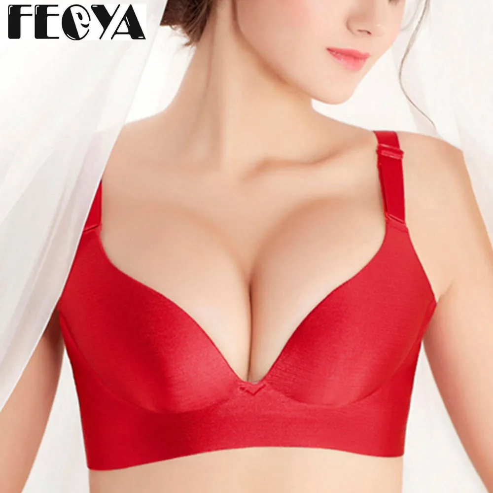 FEOYA плюс размер Бюстгальтер бесшовный массажный бюстгальтер для женщин пуш-ап